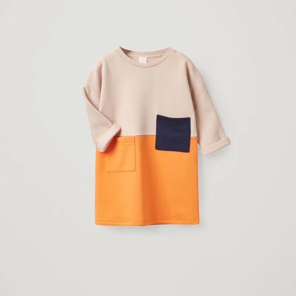COS Kids Long Sleeve Shirt in Tan and Orange with Navy Pocket
